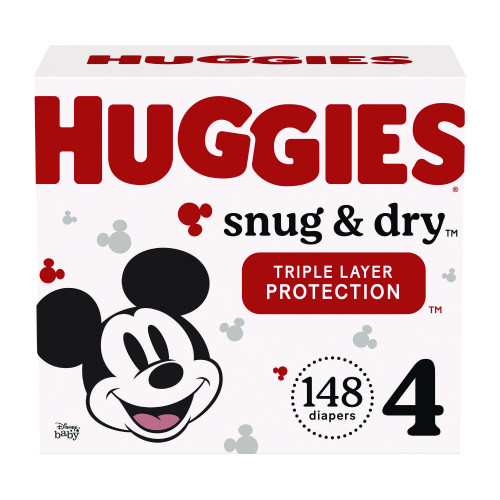 Huggies Snug and Dry Diapers, Size 4, 22 lbs to 37 lbs, 148/Carton (51518)