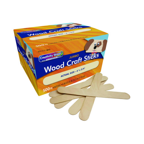 Creativity Street Natural Wood Craft Sticks, 6" x 0.75", Natural, 500/Box (377601)