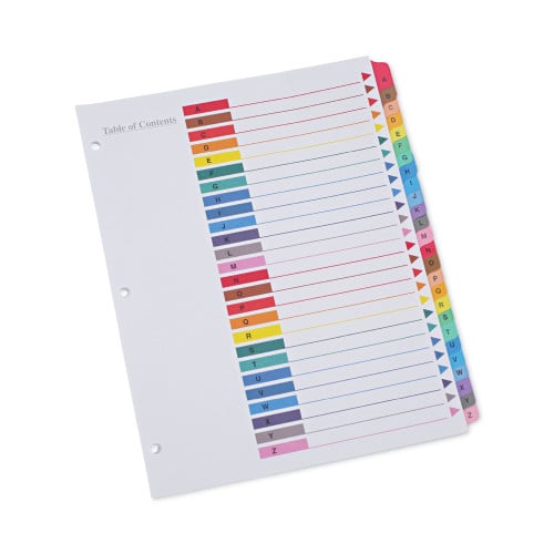 Universal Deluxe Table of Contents Dividers for Printers, 26-Tab, A to Z, 11 x 8.5, White, 1 Set (UNV24812)
